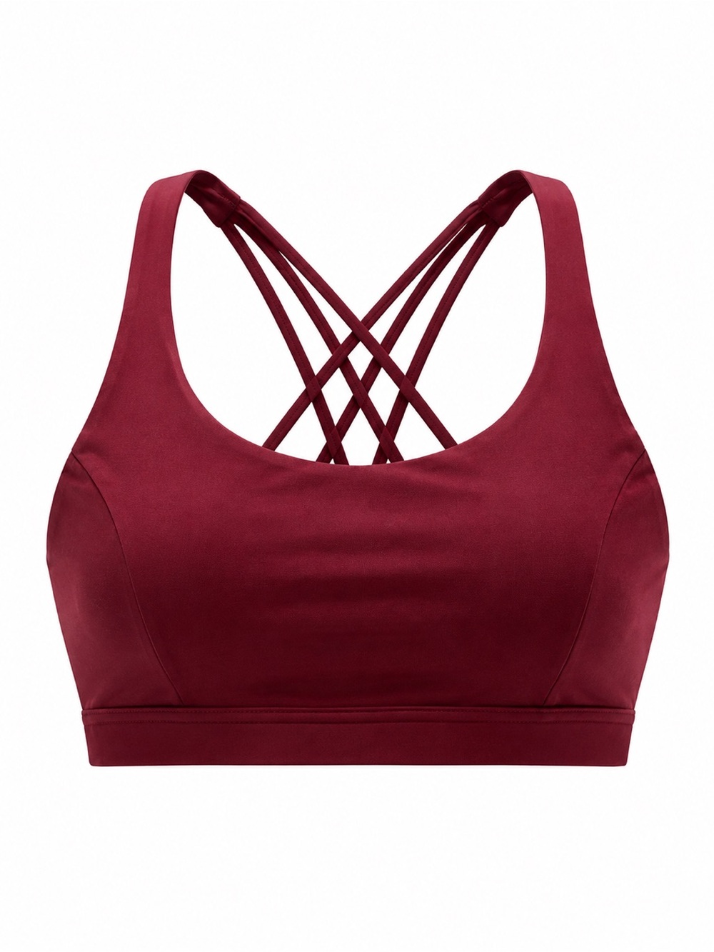 Burgundy Strappy Back Sports Bra Medium Support